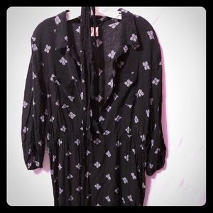 Two paisley dresses, black+blue with belts to tie